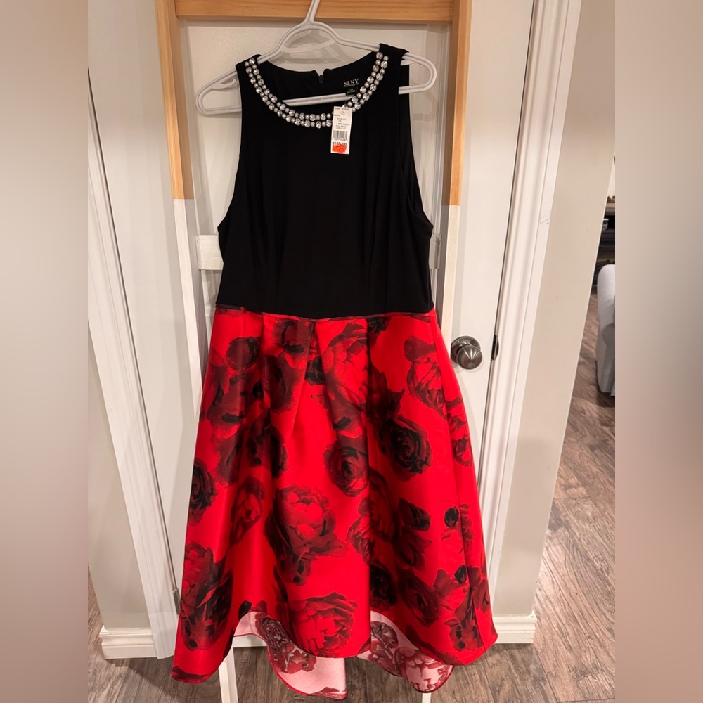 Elegant Black and Red Floral women’s  Dress